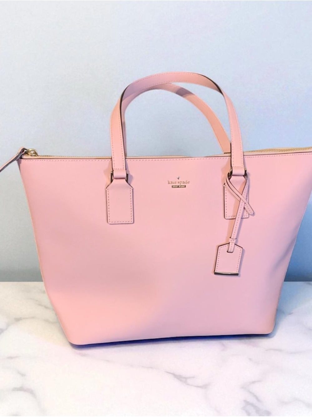 Kate Spade Light Pink Crossgrain Leather Large Tote Bag Purse